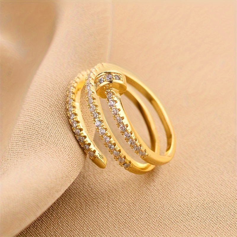 

Elegant Copper Ring With Synthetic Zirconia, , Fashionable High-end Jewelry