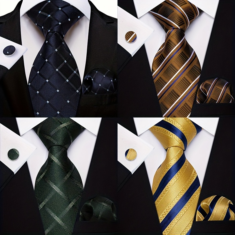 

Mens Tie Sets Classic Fashion Striped Necktie Set Cufflink For Party