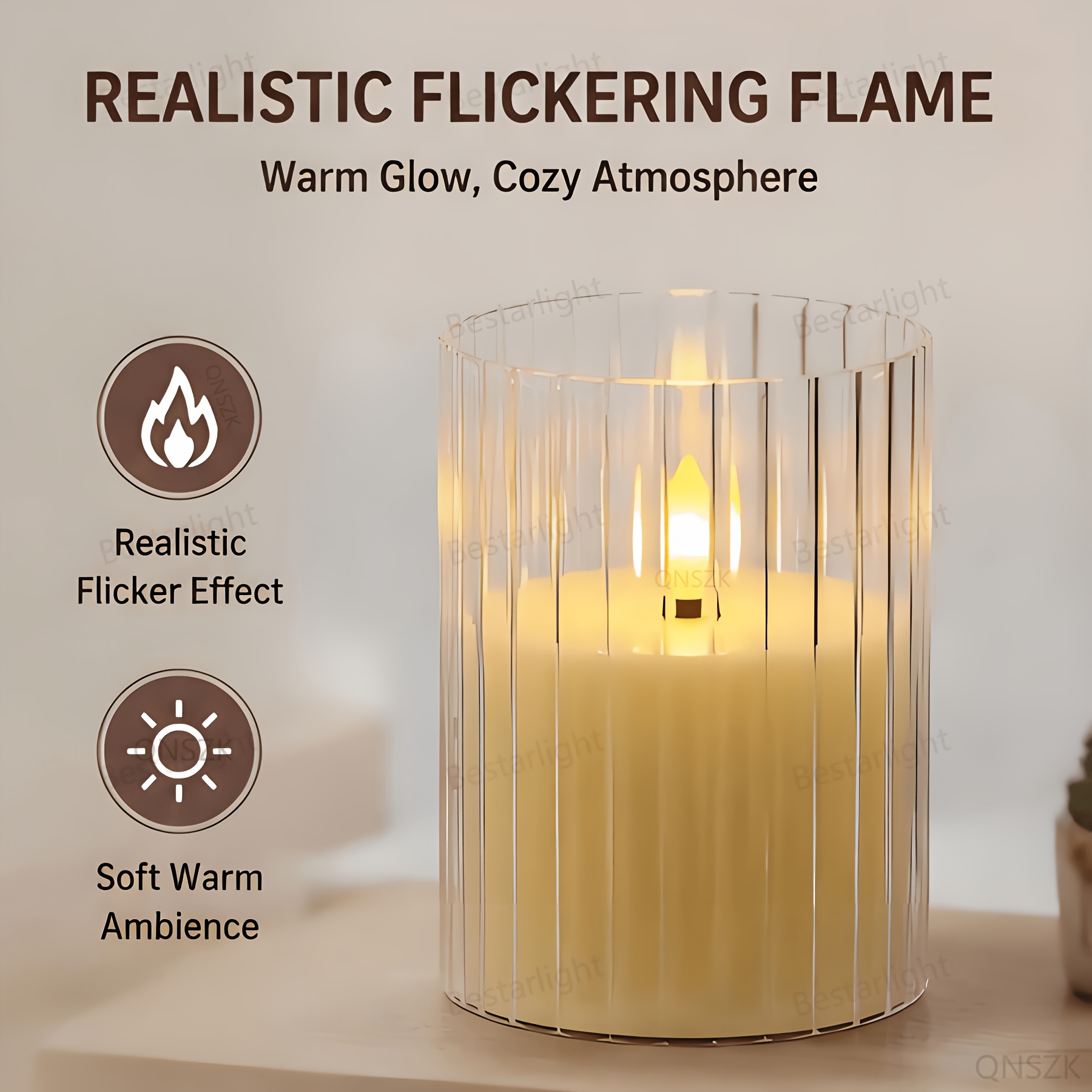 LED Flameless Candle, Acrylic Material, Battery Operated