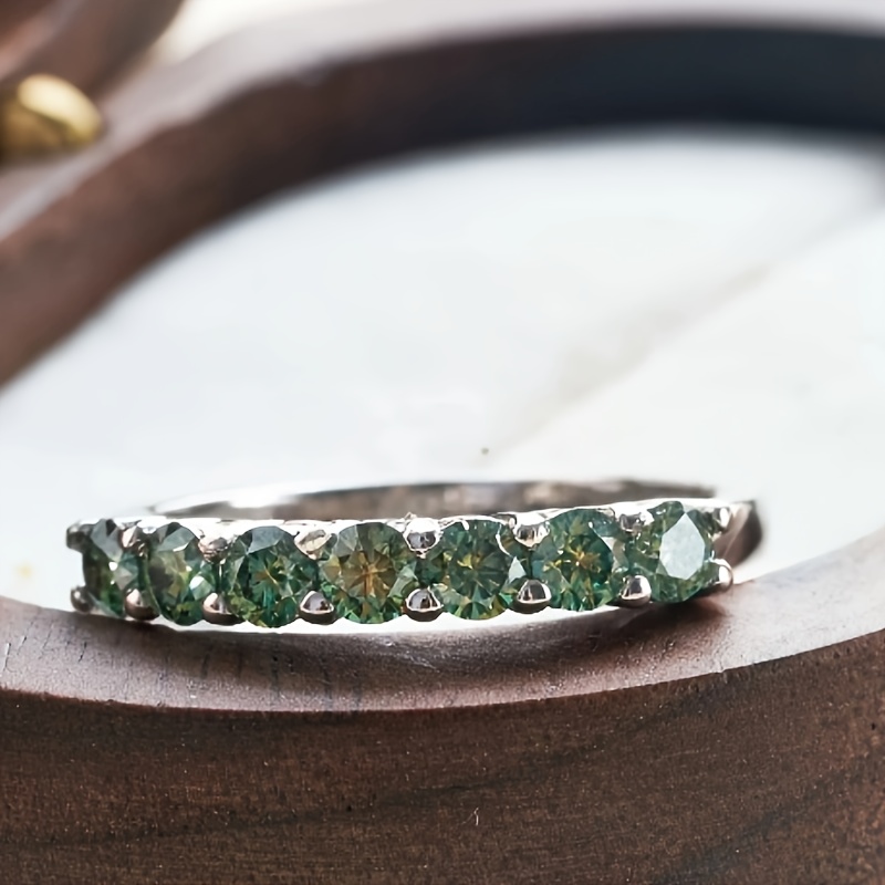 TEMU Anillo de 925 para mujer con moissanita de color de 7*0.1 ct - Diseño lujoso y elegante para , boda, , aniversario, Día de San Valentín, Día de