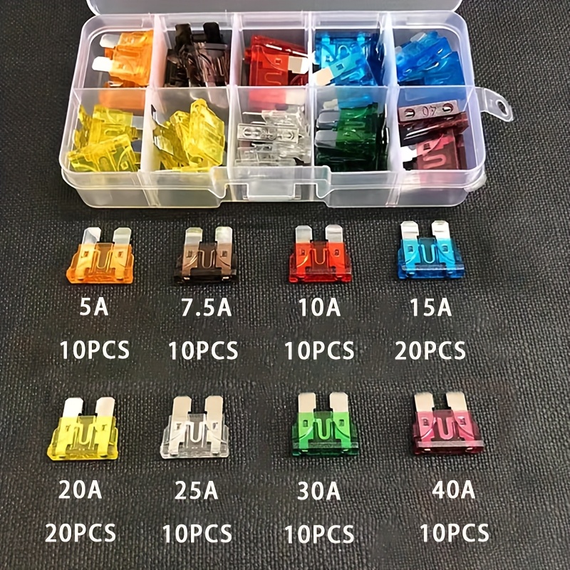 120Pcs Assortiment De Fusibles À Lame Standard 5A 10A 15A 20A 25A 30A