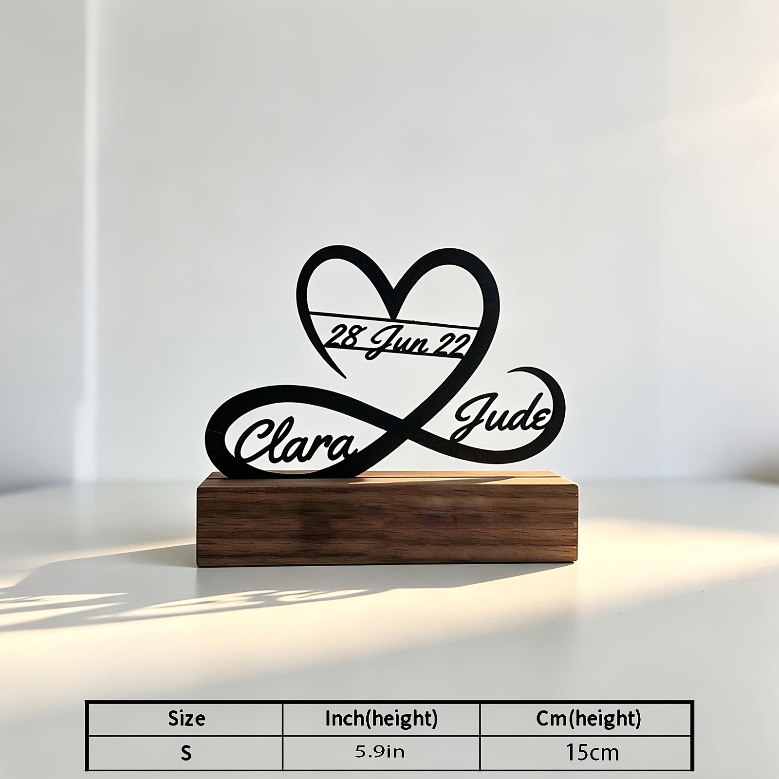 TEMU [collectible Ornaments] 1pc Of Personalized Heart-shaped Jewelry With Base Custom Unlimited Love Logo Durable Romantic Desktop Decoration