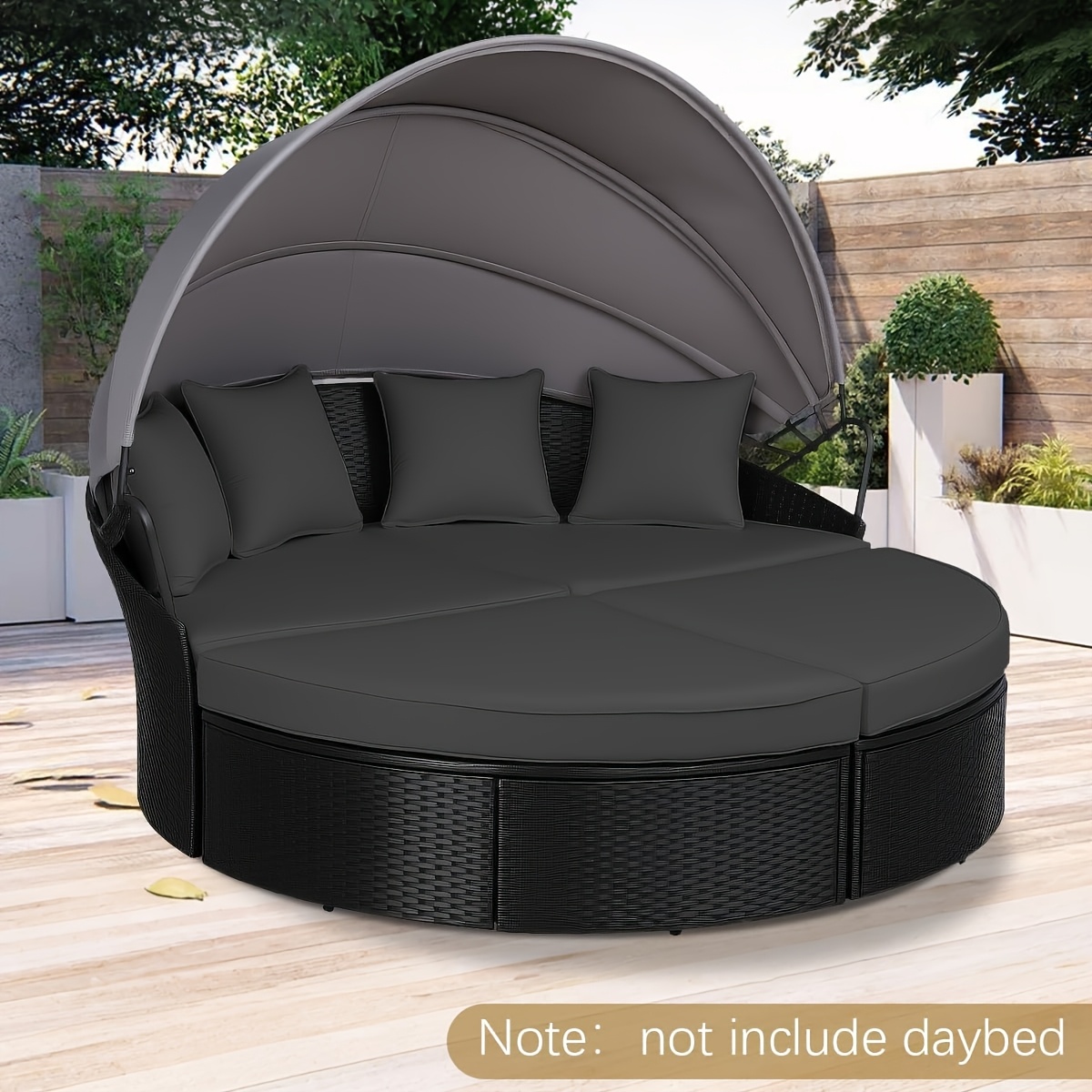Replacement Sun Bed Cushion, Outdoor Round Daybed Cushion with Weather Resistant And Fade-Resistant Cover, Patio Furniture Seat