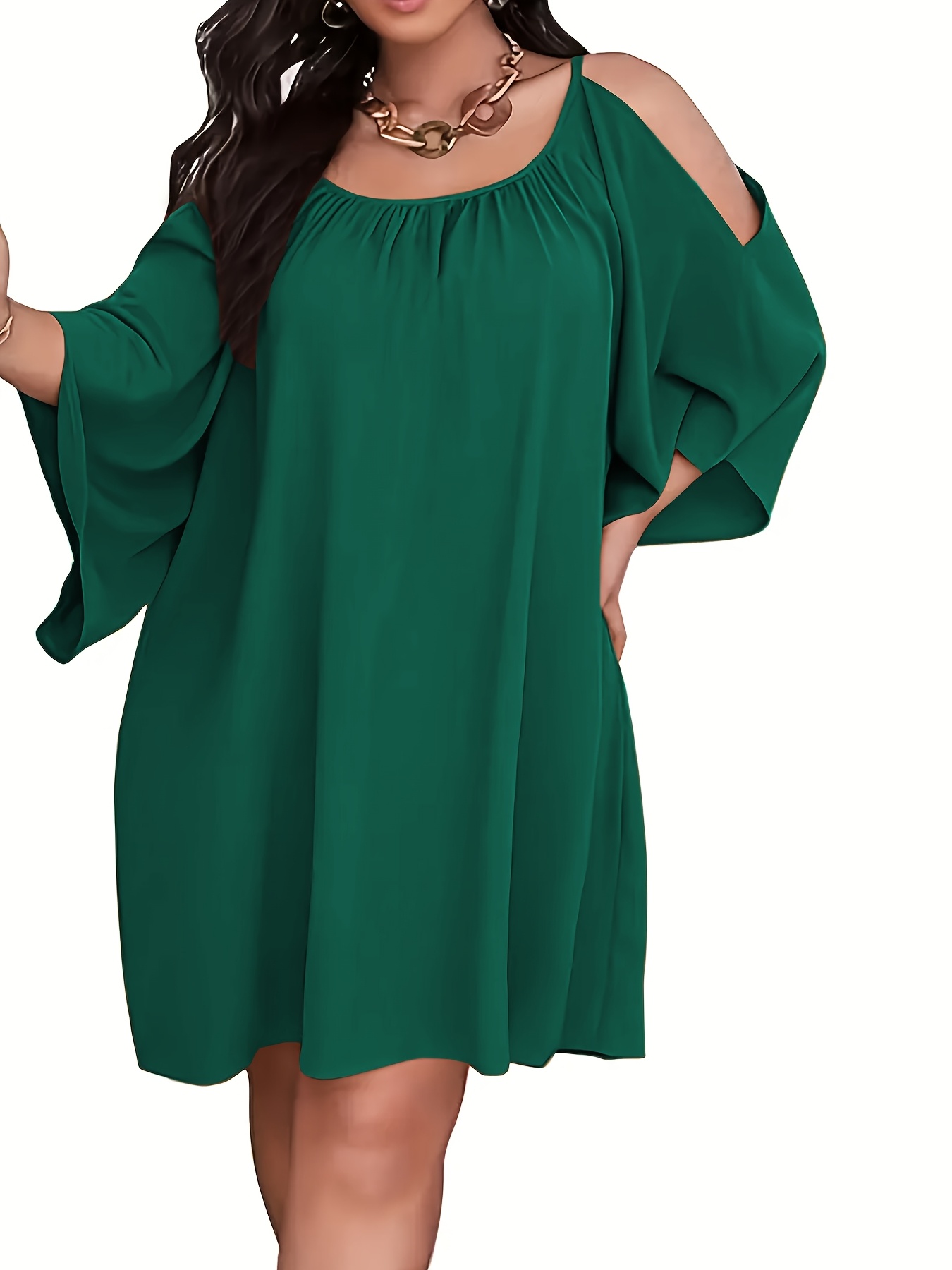 knee length dresses for ladies Cold Shoulder L/S Dress