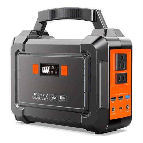 portable power station 200w 300w peak camping solar generator 167wh 296wh power bank with ac outlet 110v with multi output led flashlights for cpap hurricane emergency