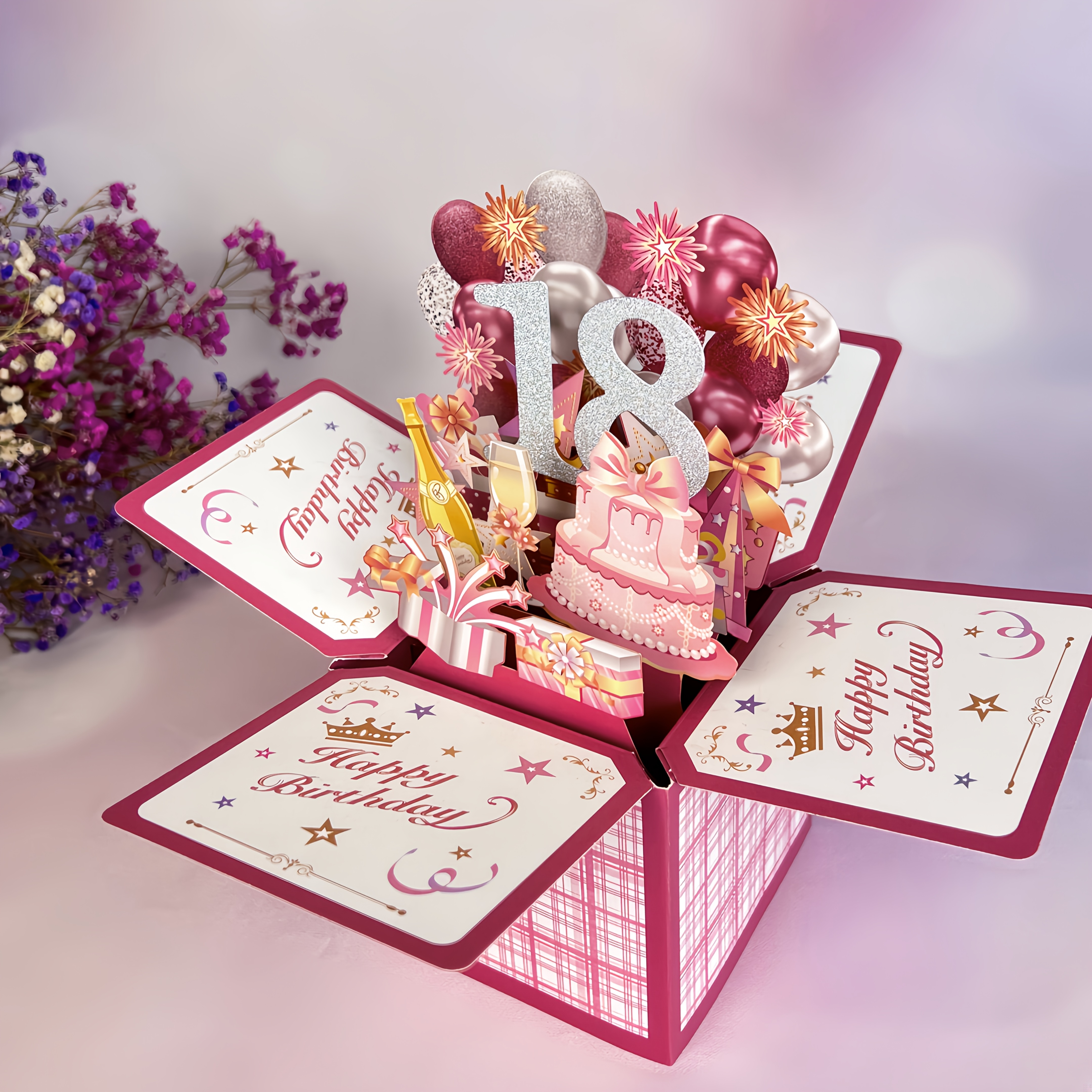 TEMU Happy 18th Birthday Card, 3d Pop-up Birthday Card Ornament Gift, Suitable For Giving To Women/sisters/daughters/granddaughters Turning 18,