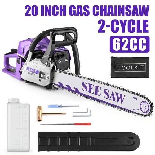 item picture 62cc 20 inch gas chainsaw powerful 2 engine with handle complete additions high wood cutting saw safe operation for perfect gift