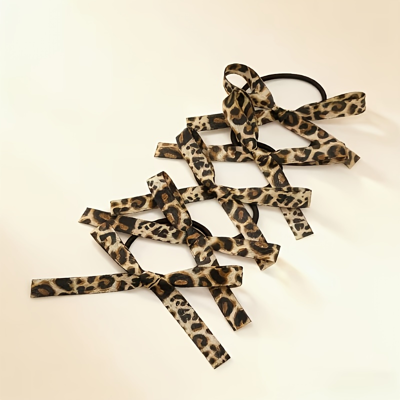 Image of 5-pack Leopard Print Women's Bow Hairbands | Cute Fashion , Perfect For Daily Wear, Ideal Gift , And Spandex Material