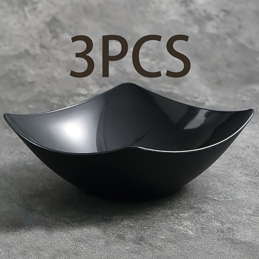 Image of 3pcs Salad Bowls With - For Microwave & Dishwasher, Plastic Bowl Suitable For Family Dining, Parties, Everyday Use - Salad, Pasta, Stir-fry Serving Dish