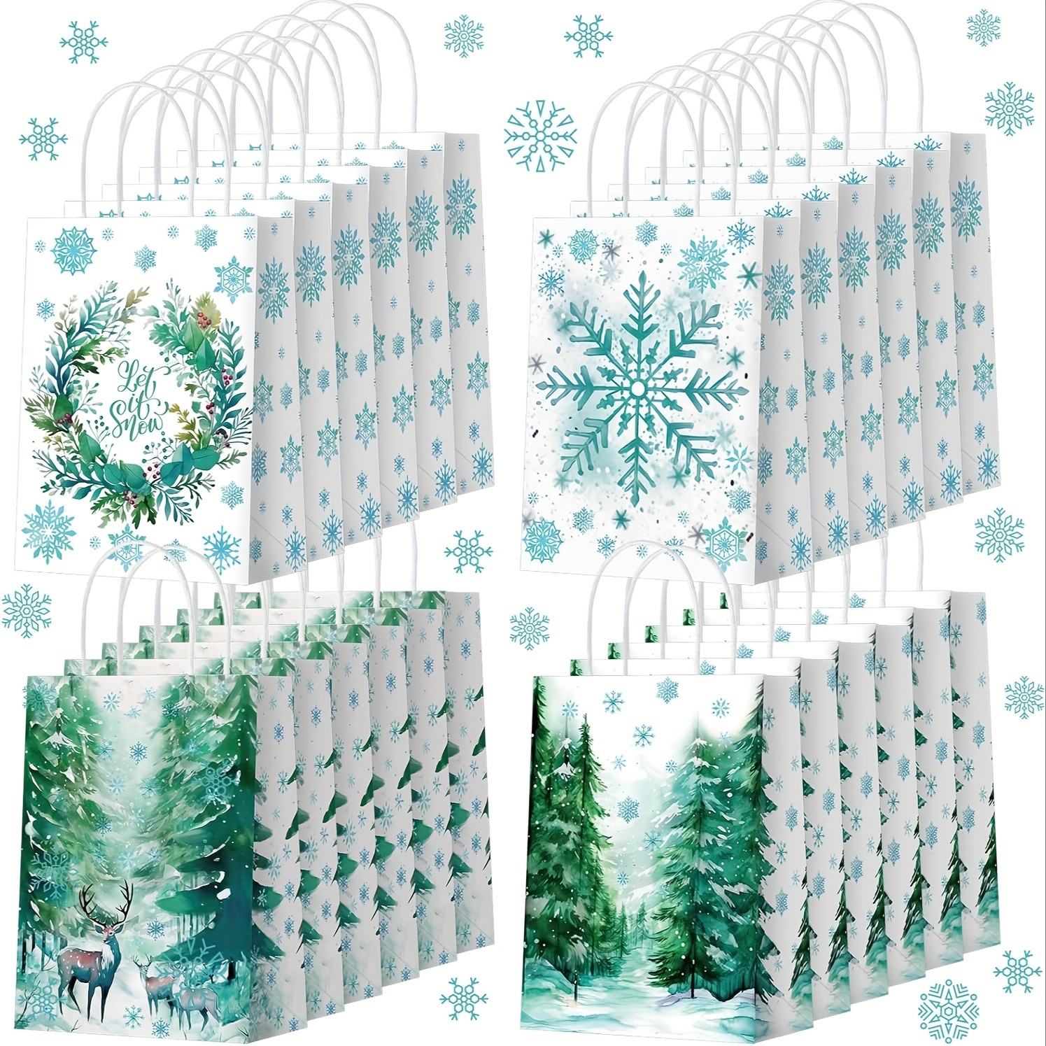 

24pcs Christmas Gift Bags With Handles - Assorted Festive Designs, Holiday Goodies & Party Favors