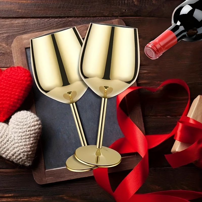 Image of Stainless Steel Wine Glasses Set Of 2 18oz Unbreakable Metal Wine Glass, Fancy, Unique Wine For Outdoor, Travel, Camping And Pool, Ideal Gift For Wine Lovers
