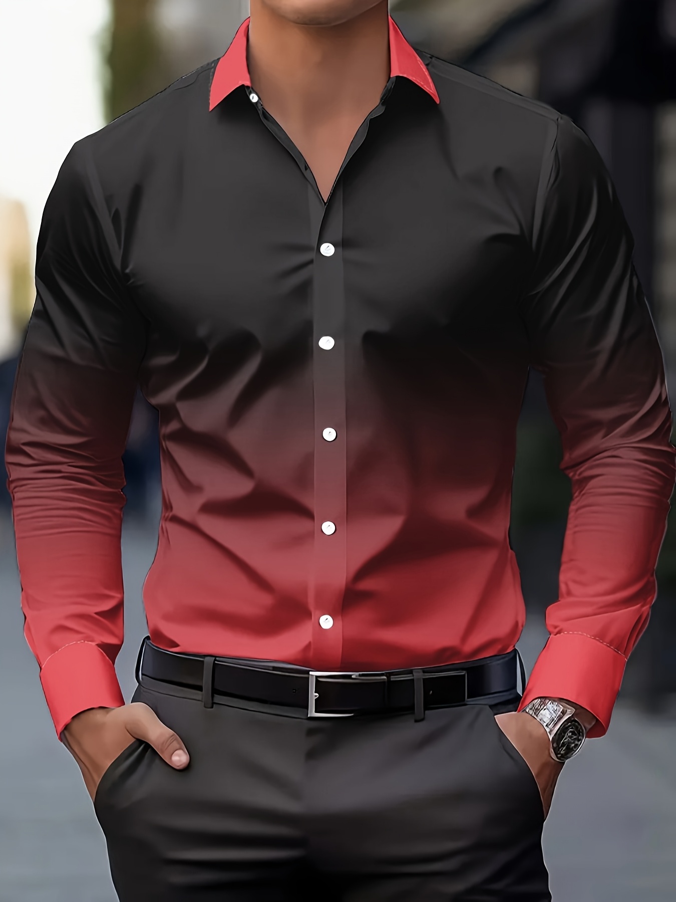 Men'S Stylish Print Shirt, Casual Breathable Long-Sleeve Button-Up with a Collar for Spring And Autumn.