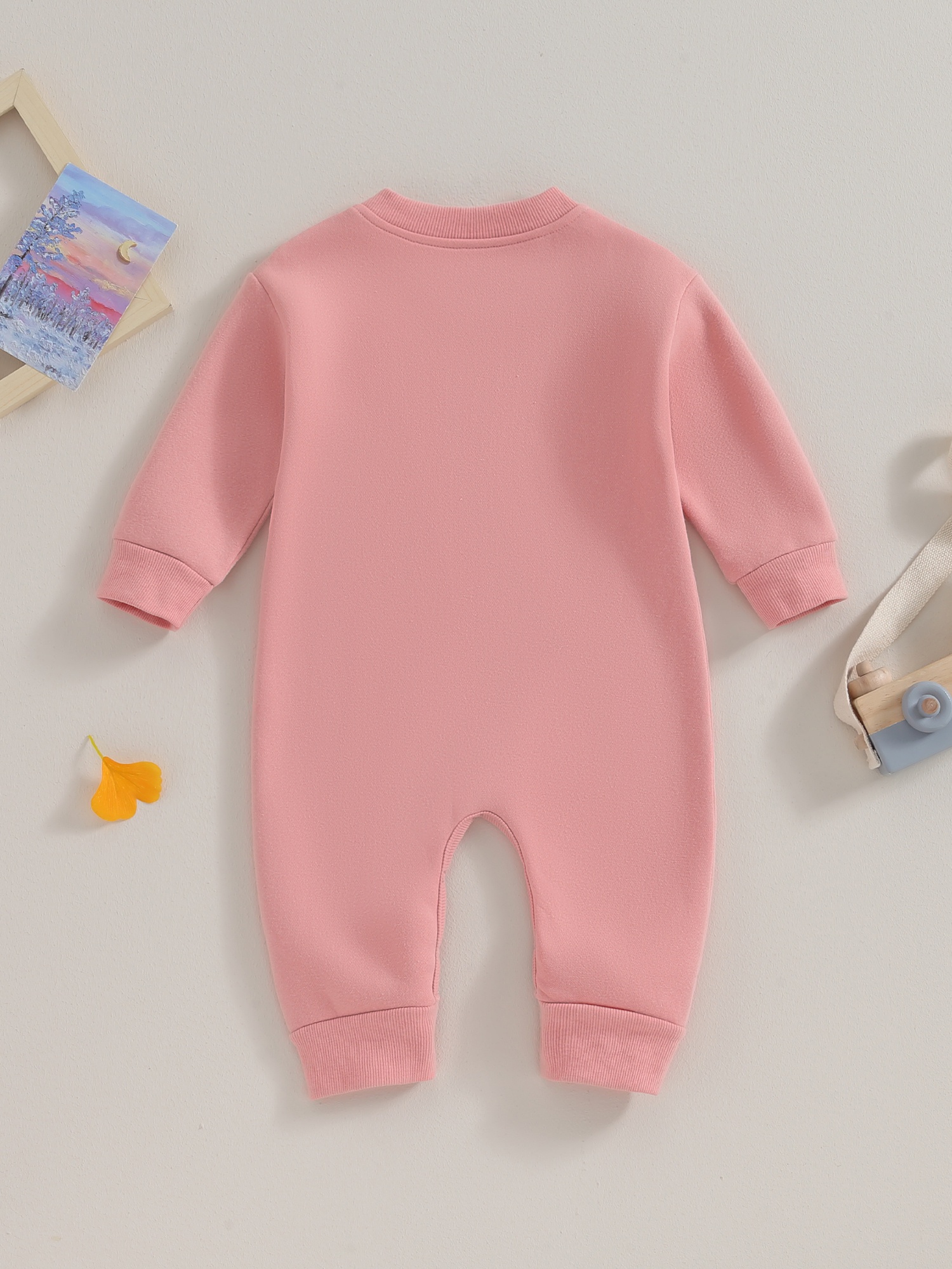 Toddler Baby Sweatshirt Romper Solid Color Fleece Long Sleeve
