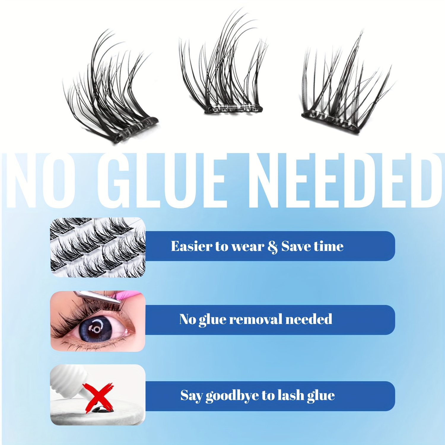 30pcs Marks Individual Clusters Self-Adhesive Eyelash Extensions