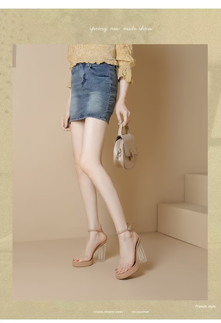 Women's Summer Party Carnival, Holiday, Casual, Vacation Leisure Gathering Fashion Transparent Square Head Thick Heel Stable Not Tired Feet High Heels