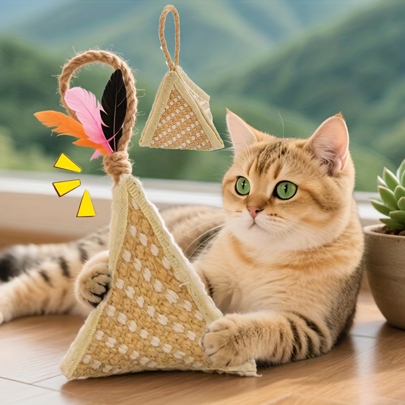 TEMU 1-pack Cat Teething Toy, Realistic Feather Bell, Durable Squeaky Toy, Kitten Toy, Oral Care Toy, Interactive Cat Toy