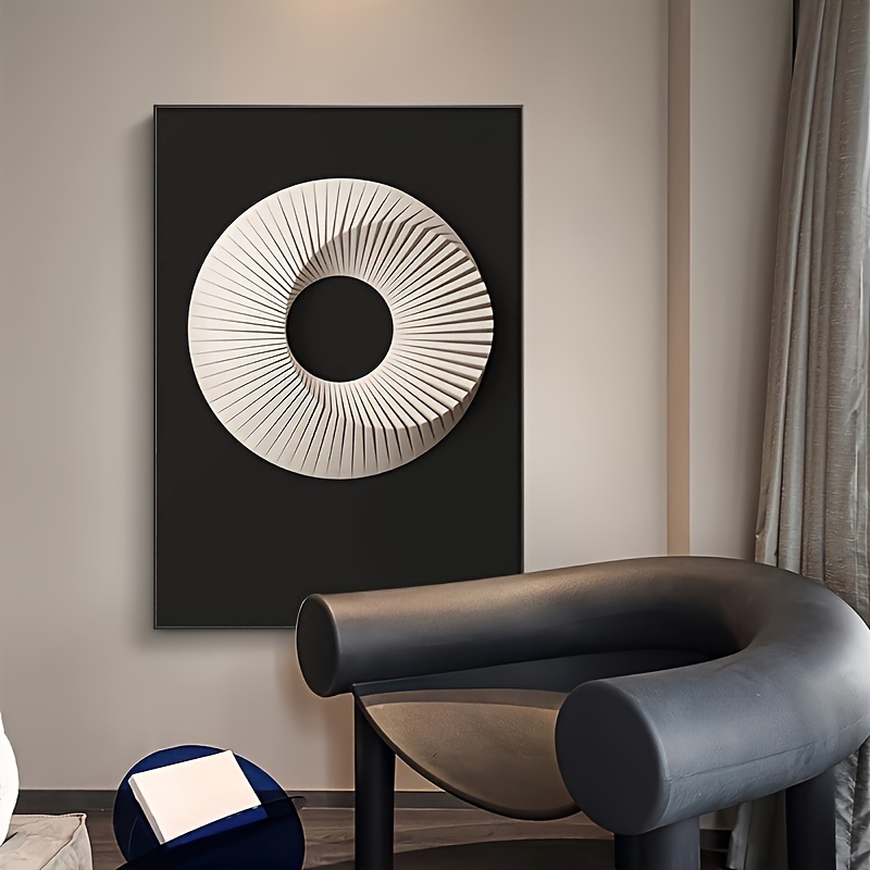 

Modern Minimalist Black & White Abstract Art - Luxurious 3d Circular Wall Decor For Living Room And Hallway