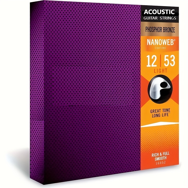 

Acoustic Guitar Strings Set, Bronze, 12-53 Light Gauge, Tapewound, Full Tone, Smooth , , Yellow, Long Life