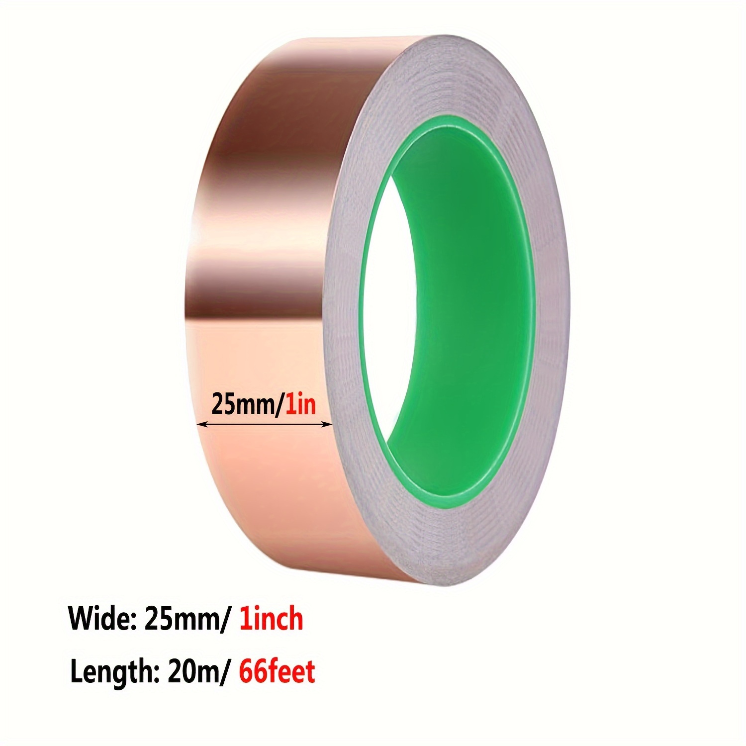 66ft X 1in Copper Foil Tape With Adhesive - Ideal For Guitar Repair, Diy Crafts & Snail/slug Barrier