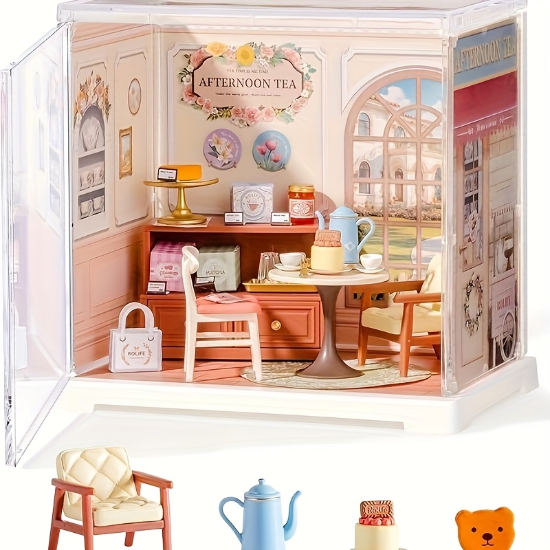 Rolife Super Creator Miniature Kit With Dust Cover, Diy Plastic Miniature Kits, Mini Model House For And Teens 14+, Creative Miniature House Decor ( Lounge)
