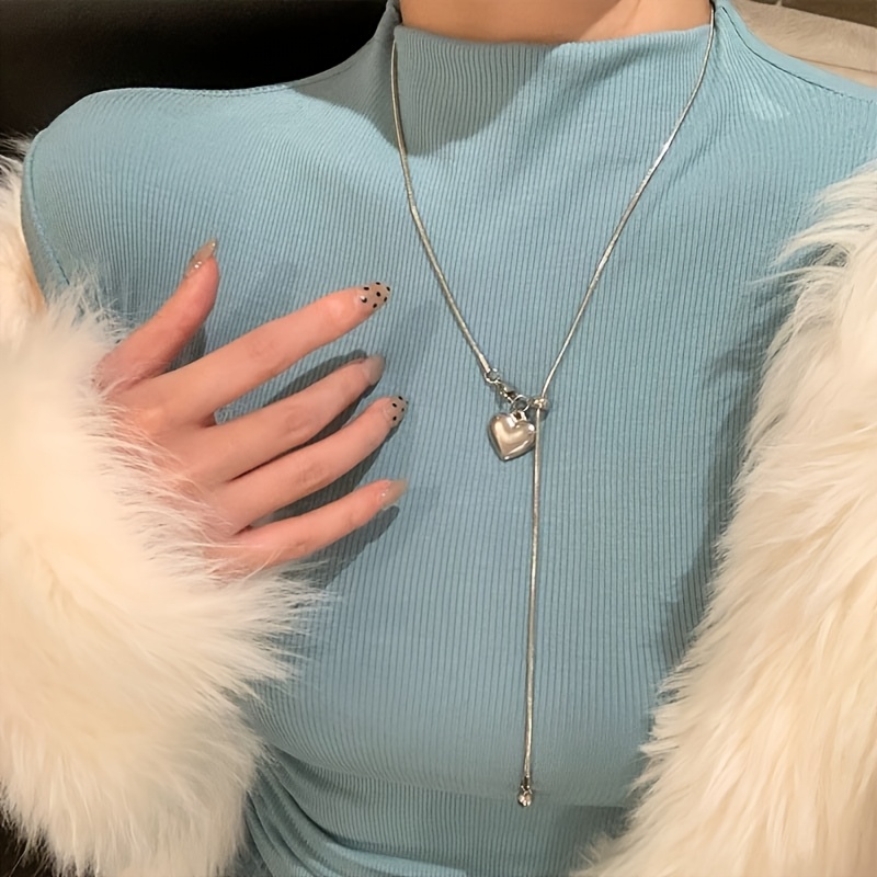 TEMU 1pc Easy Heart Pendant Necklace, Valentine's Day, Perfect For Daily Wear, Warmer As Mother's Day Gift, Versatile, Exquisite Accessory For Women