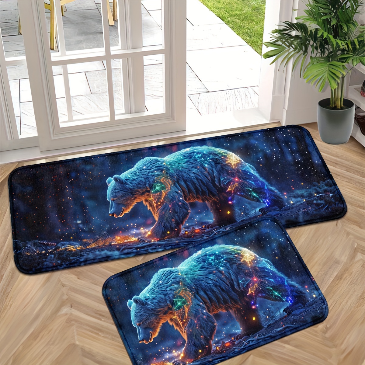 

Starlight Forest Bear Polyester Door Mat Set - Non-slip, Washable, Machine Made Indoor Entrance Mats For Entryway, Kitchen, Bathroom, And Laundry Room - Thicken Carpet Runner Rugs