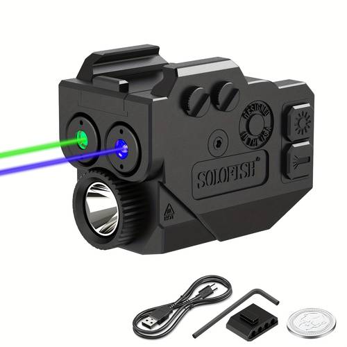 500lm flashlight green purple green laser sight fit picatinny rail pistol rechargeable dual laser beam for