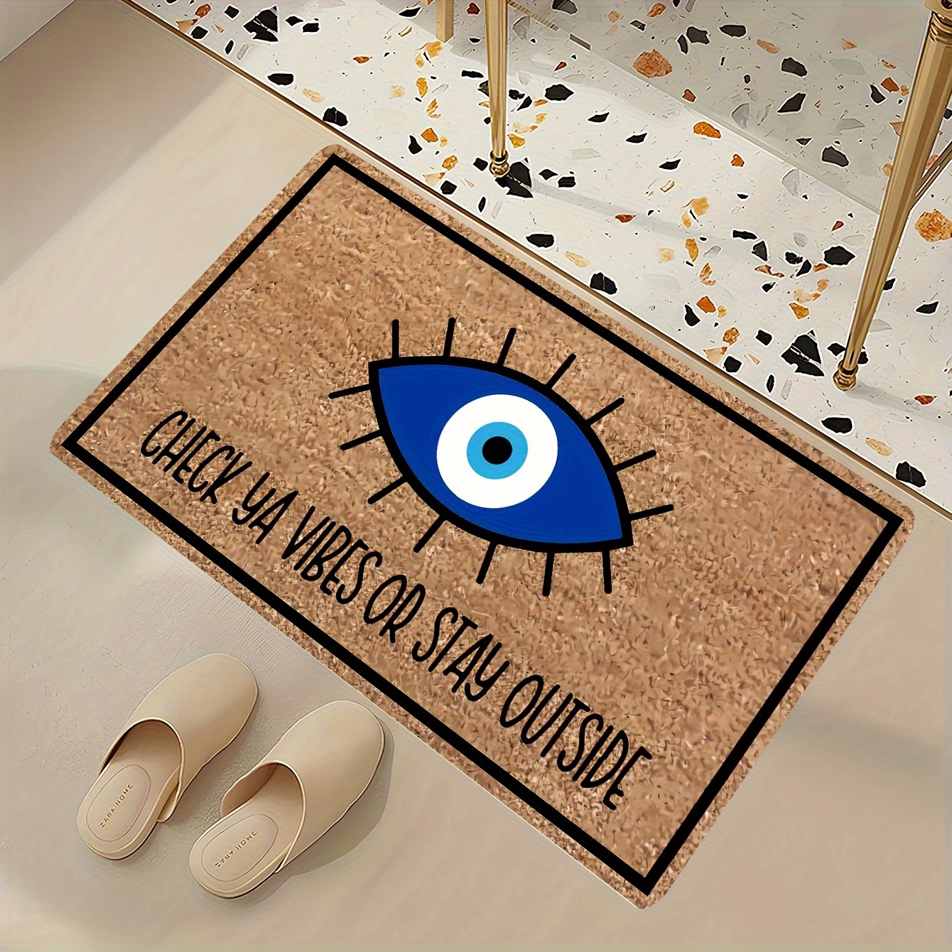 

1pc, Evil , Polyester Doormat, 800gsm, 1cm , Dirt-resistant, Machine Washable, Low Pile, Rectangular, Home Entrance Decor, Indoor & Outdoor Use