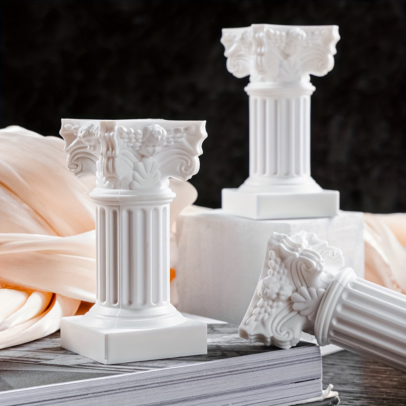 

Elegant White Roman Column Resin Figurine - Versatile Home & Office Decor, Perfect For Bookshelf Or Desktop Display