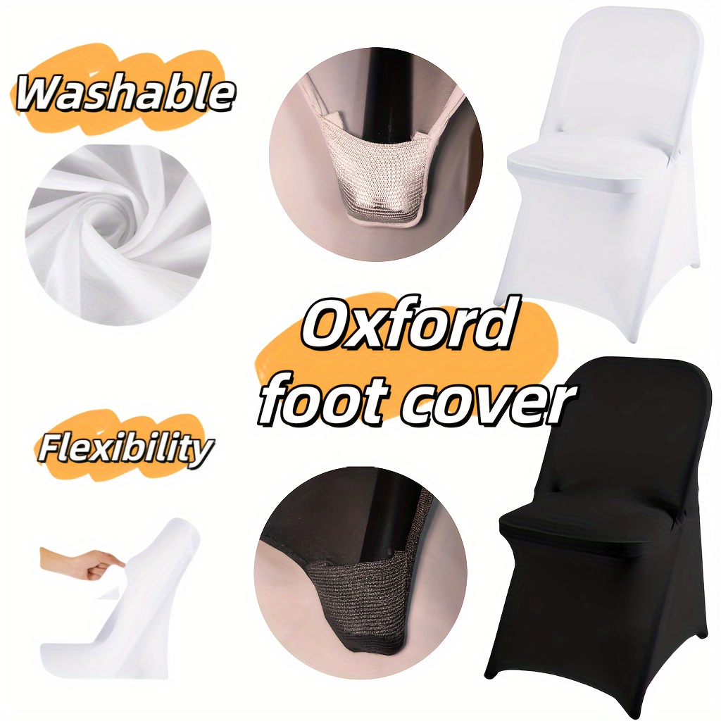 

12pcs White/black Thick High Elastic Stretch Folding Chair Cover, Suitable For Weddings, Parties, Festivals, Celebrations, Conferences, Banquets Wedding Supplies Spandex Chair Slipcover
