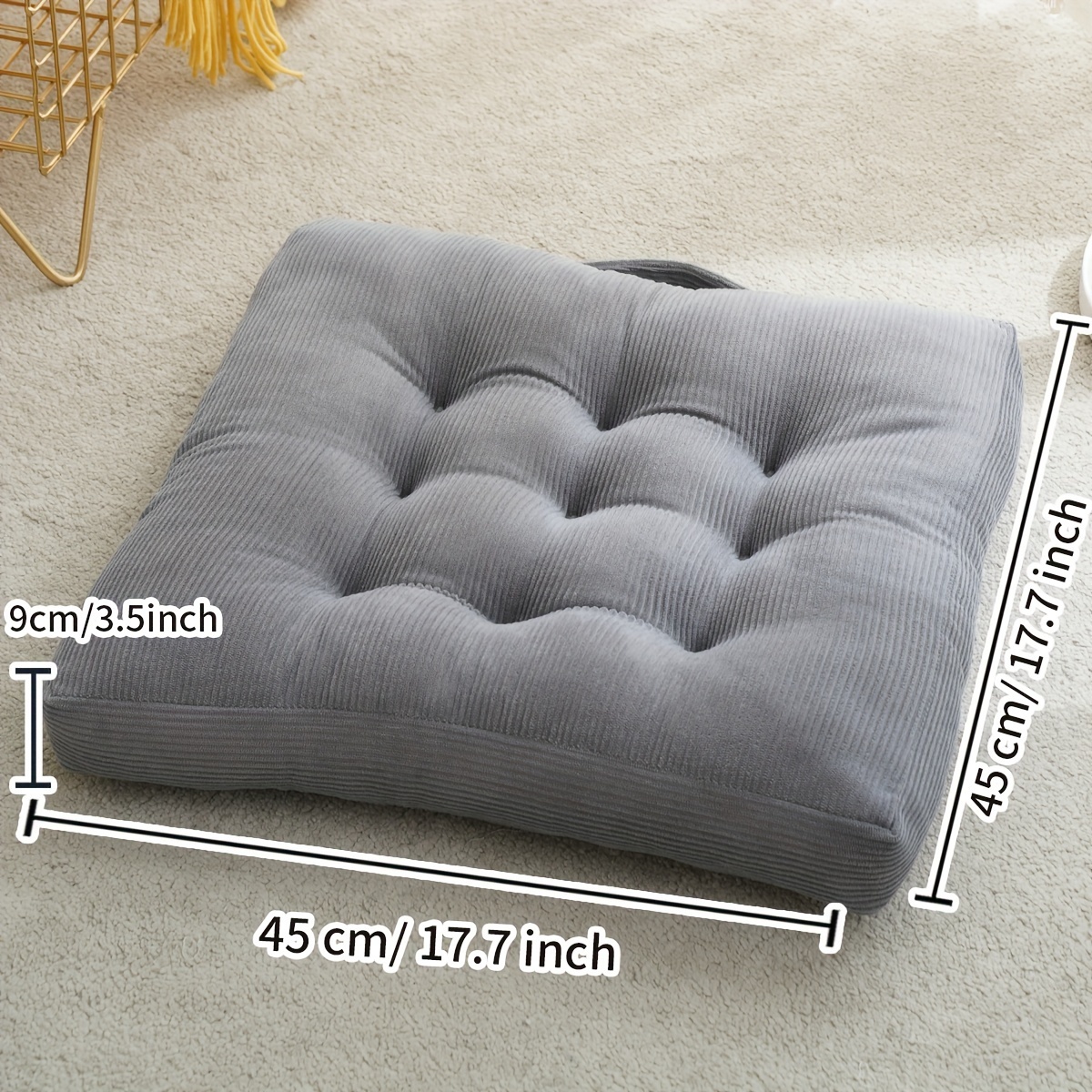 Image of 1pc Corduroy Square Thickened Seat Cushion, Chair Pad With A Handle For , Containing Soft Padding, Home Decor, Suitable For Dining Chair Pads, Computer Chair Pads, Office Chair Pads, Etc.