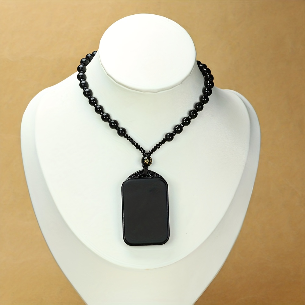 Obsidian Peace Sign Pendant Necklace, Unique Gift