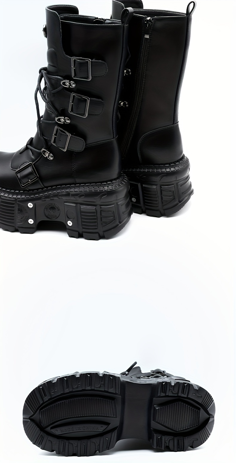womens y2k platform calf boots round toe soft soled - Temu display picture 1