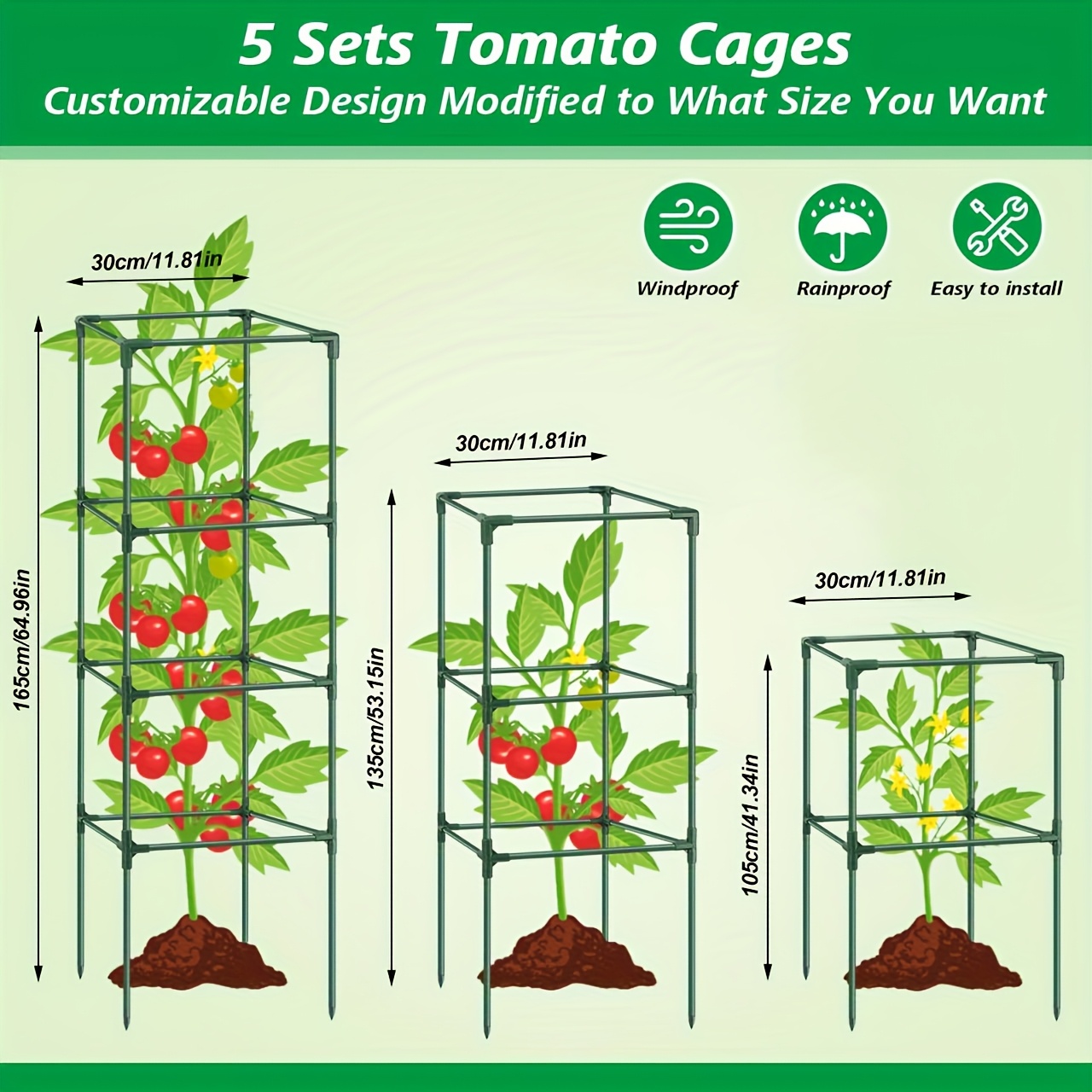 E-shop 2/3/4-stöckiges Pflanzenklettergerüst für Tomaten, Gurken, Bohnen - Robustes Gartenstützgerüst, einfach zu montieren, platzsparendes Design,