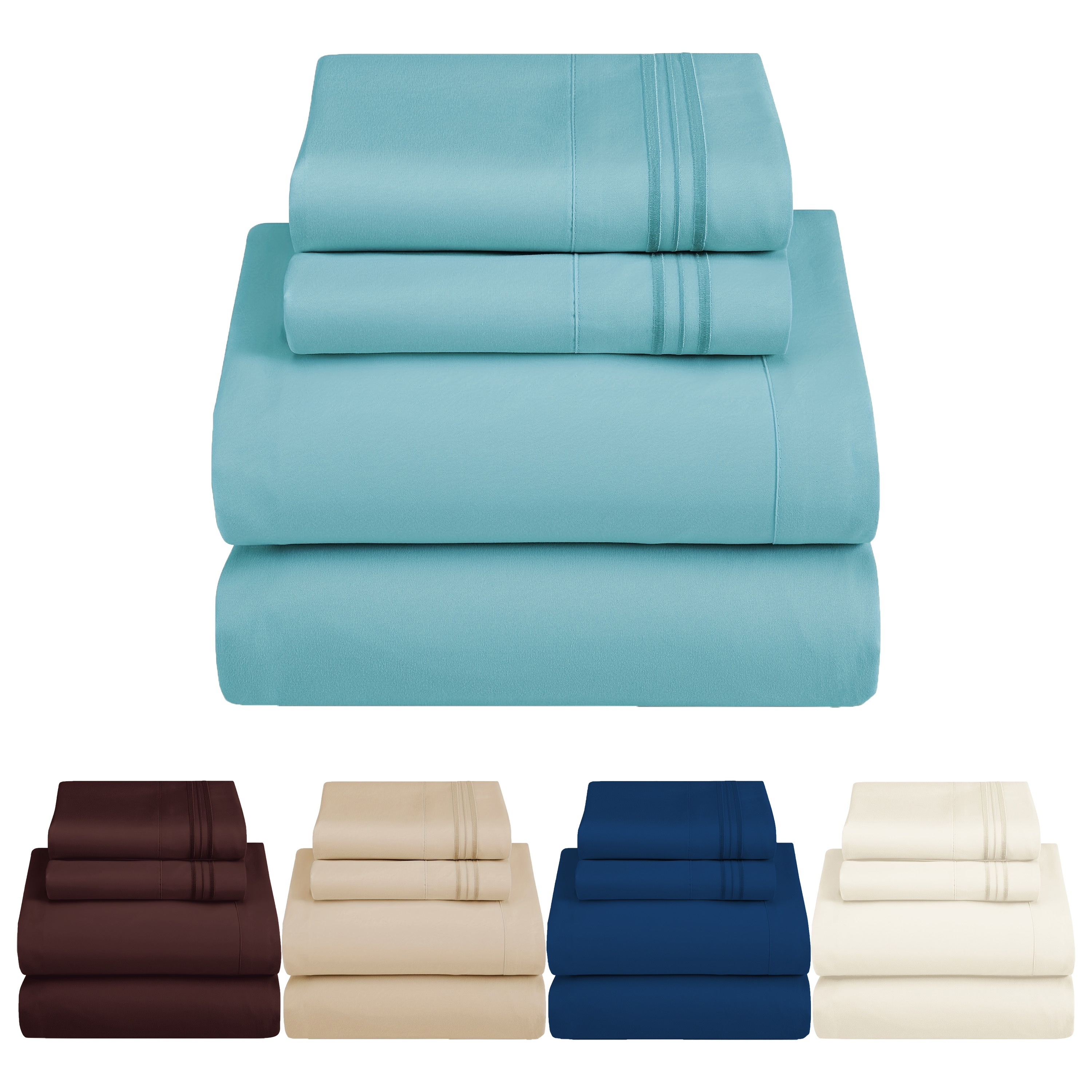

3pcs/4pcs Fitted Sheet Set, Solid Color Bedding Set For Bedroom Guest Room Hotel ( 1*flat Sheet + 1*fitted Sheet + 1/2*pillowcase, Without Core)