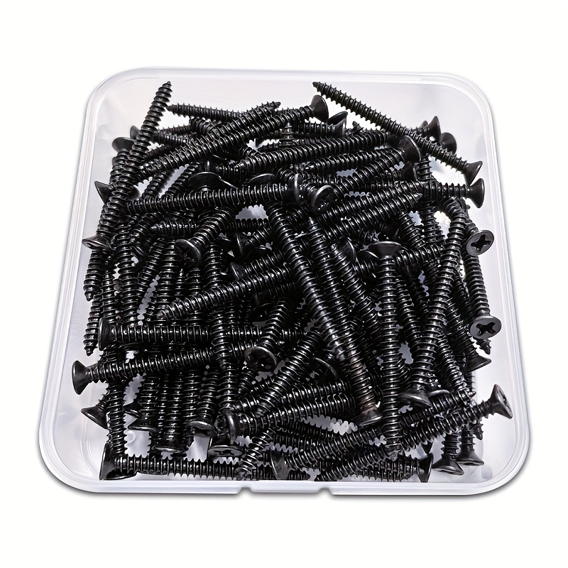 100pcs Black Screws - M3x1/1.38/1.57 Inch Steel Screws With Cross Cross Screws, Suitable For Wood, Plastic, Metal Furniture, Electronics And Model Fasteners