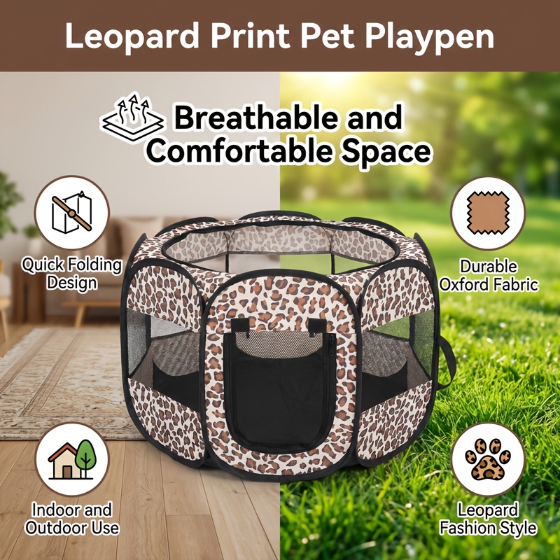 Leopard Print Small Animal Playpen for Pets