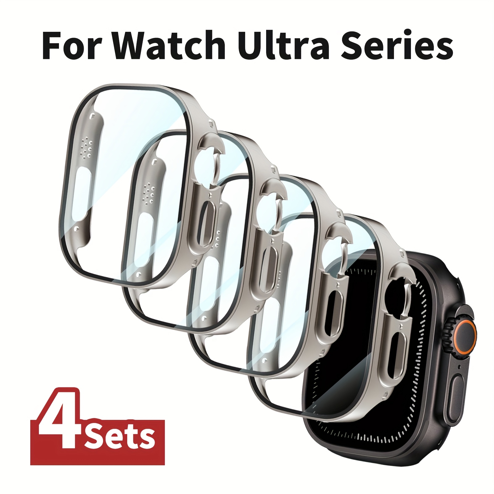 TEMU 4pcs Set, Smart Watch Case, Compatible With Iwatch Ultra And Ultra 2: 4pcs Protective Case With Screen Protector, Full Scratch, Fits 49mm