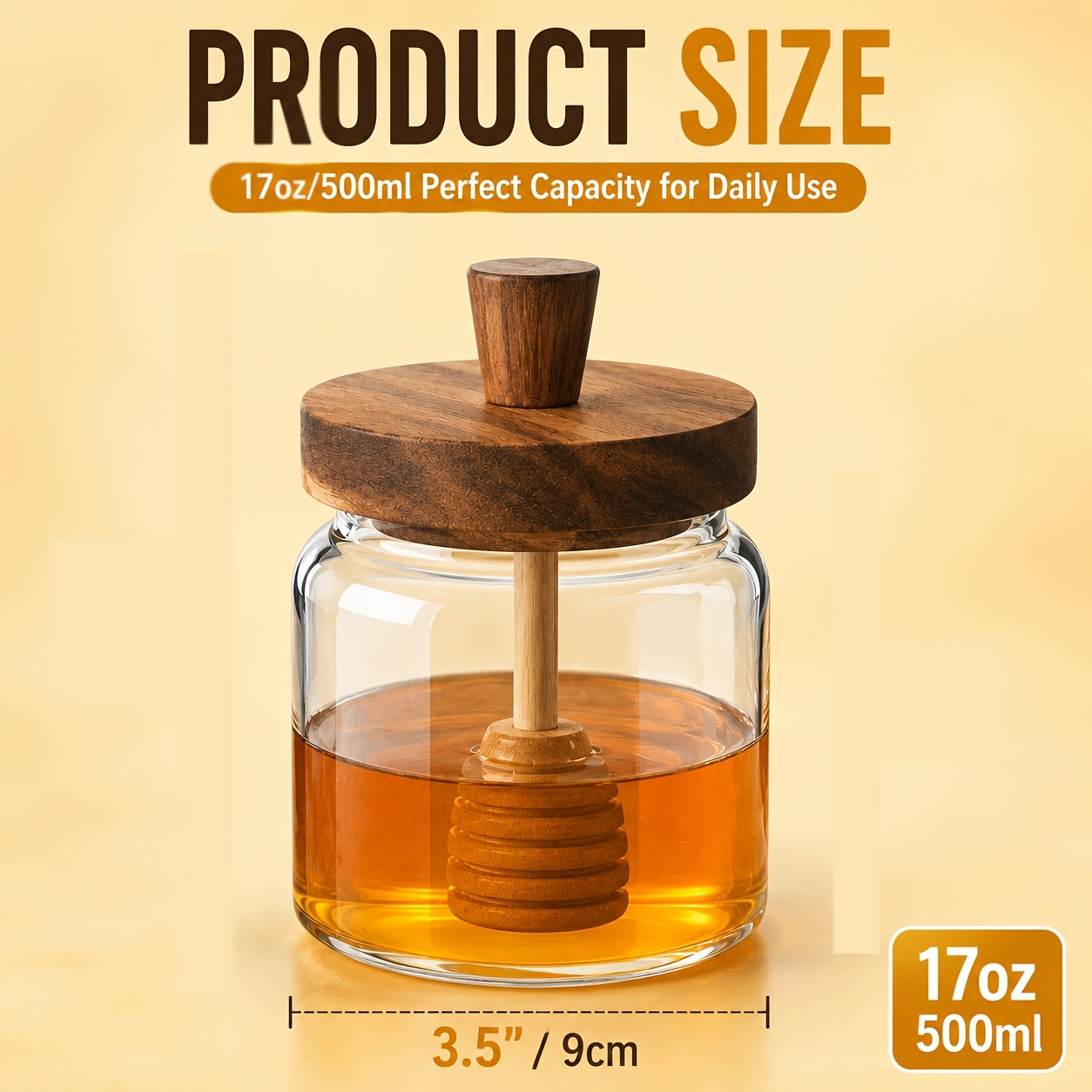 TEMU 1pc Honey Storage Jar High Borosilicate Glass Honey Jar, Transparent Honey Container With , Suitable For Storing Honey And Syrup, Home Use Honey