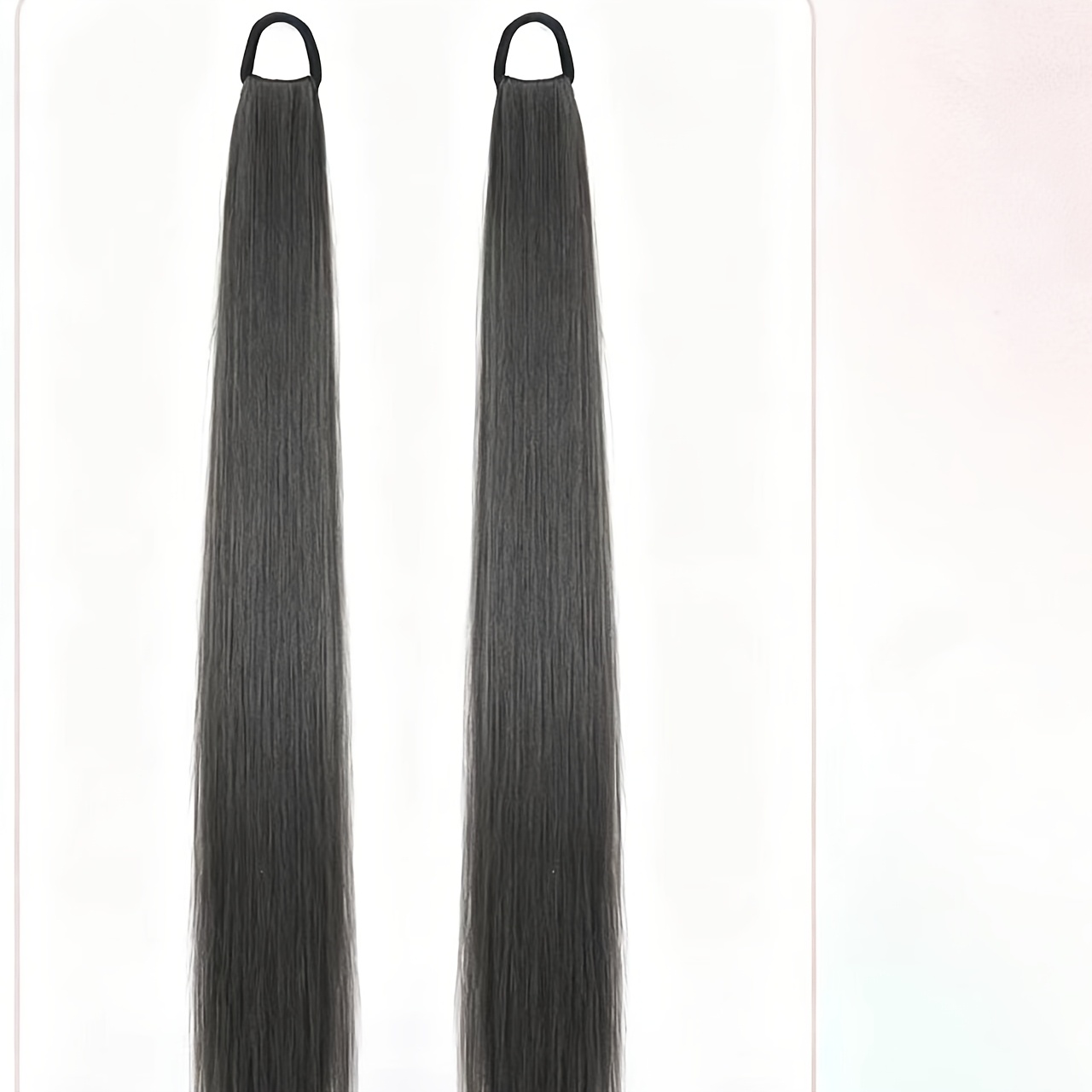 TEMU 2pcs Twin-tail Wig Women's Lo Style Jk Cute Long Straight Hair Simulation Band Low Ponytail Sweet Ponytail