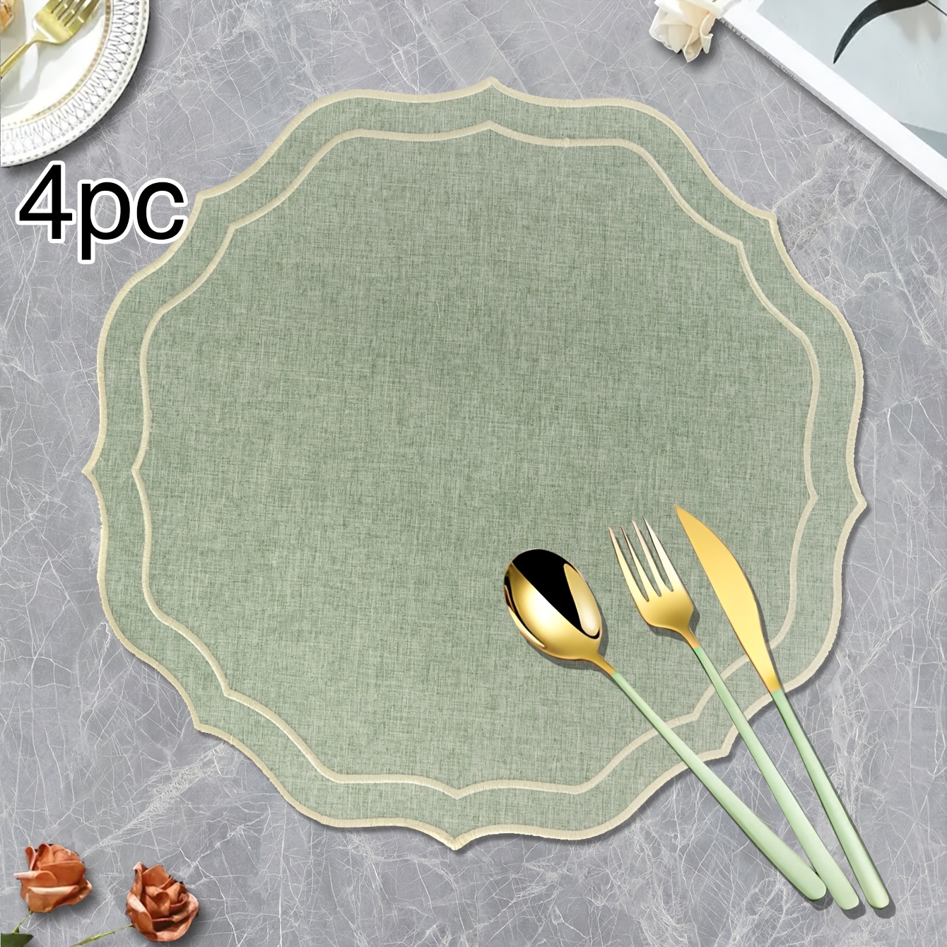 TEMU 1/2/4pcs, And Round Fabric Placemats, Wedding Party Table Decoration Placemats, Minimalist Mats, Coffee Machine Mats, Suitable For Weddings,