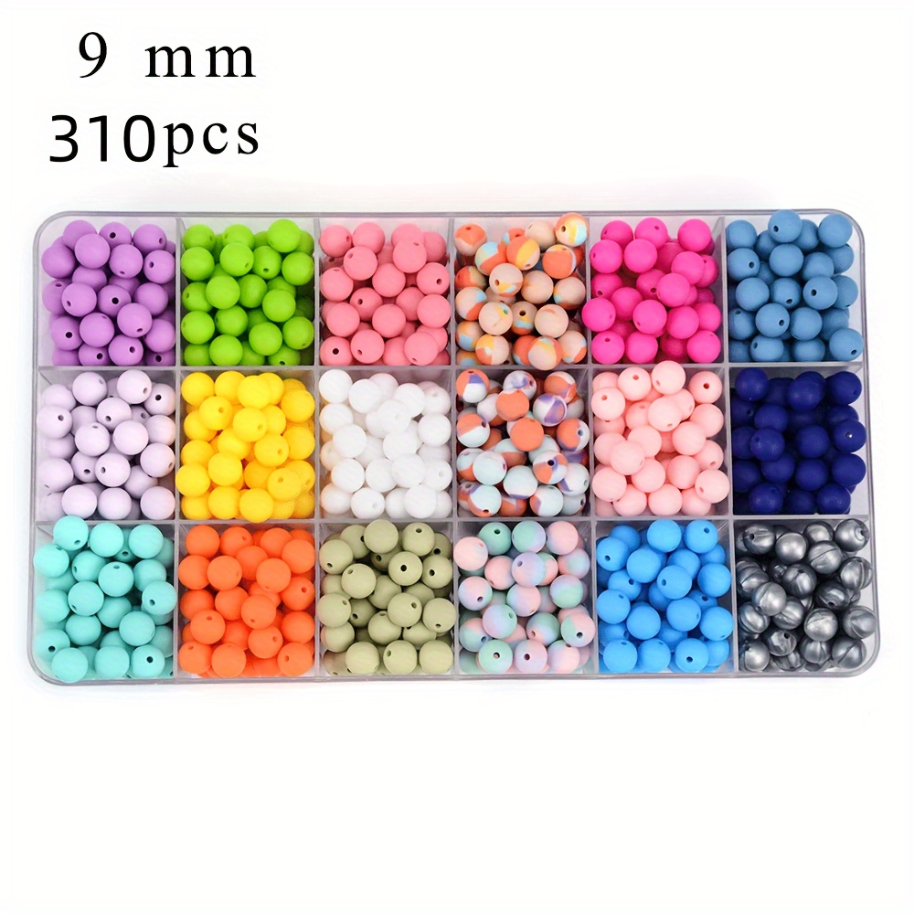 

310 Pcs 9mm Round Silicone Beads, Classic Color Loose Silicone Beads, Diy Keychain Bracelet Beaded Various Silicone Beaded Rope Pen Necklace Jewelry Making Crafts (31 Colors)