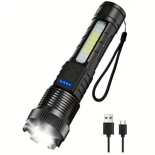led flashlight portable rechargeable with usb cable for camping emergencies night running