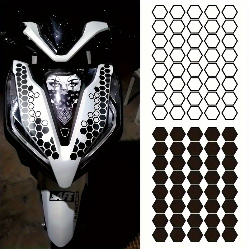 

80pcs Honeycomb Hexagonal Structure Motorcycle Stickers, Sport Competition Style Decorative Vinyl Decals