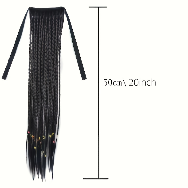 box braids ponytail with ribbon tie wrapped around ponytail extensions synthetic hair extensions elegant for daily   accessories halloween christmas details 2