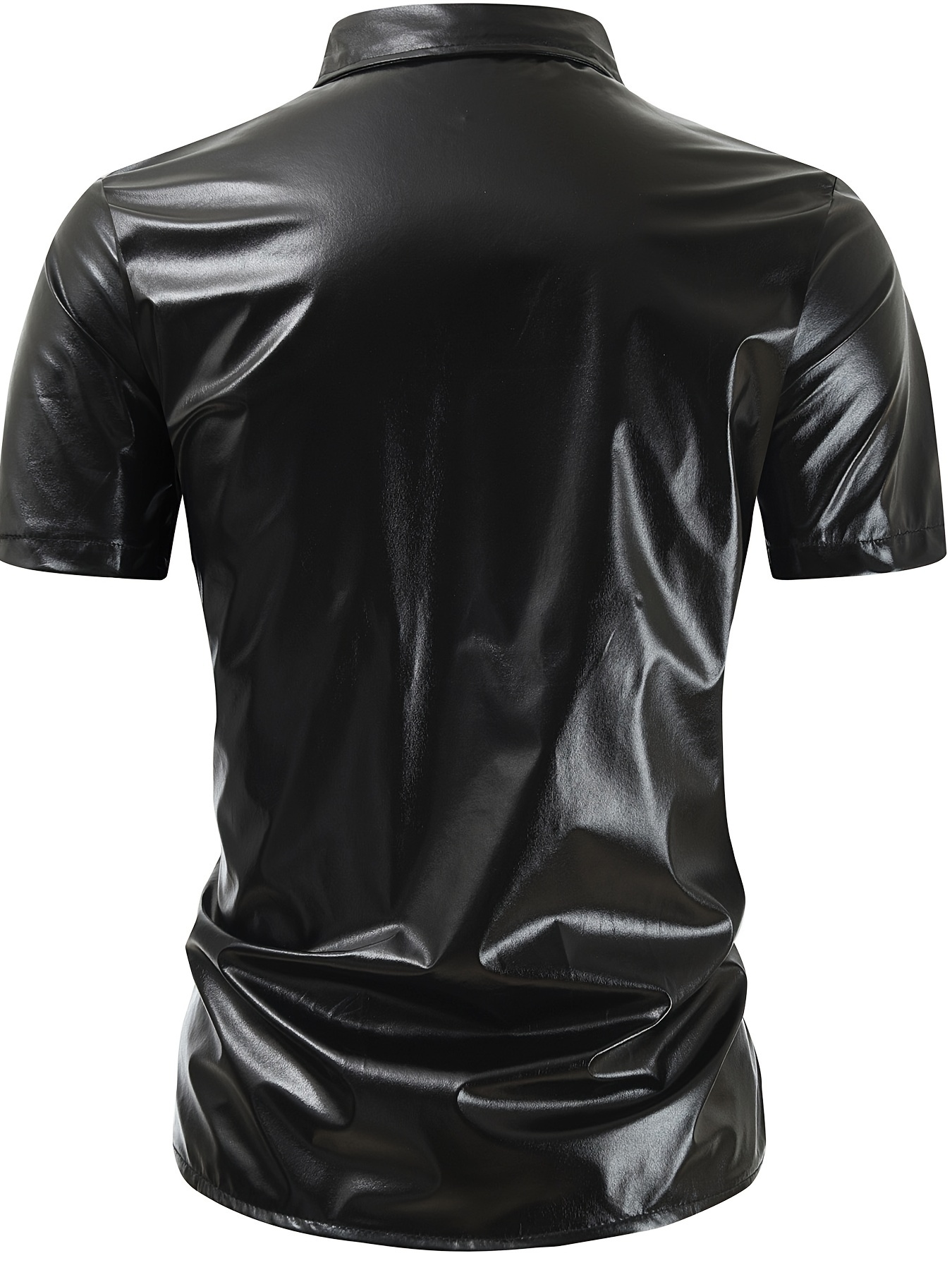 chemise soirée homme noir brillant manches courtes col Temu Belgium