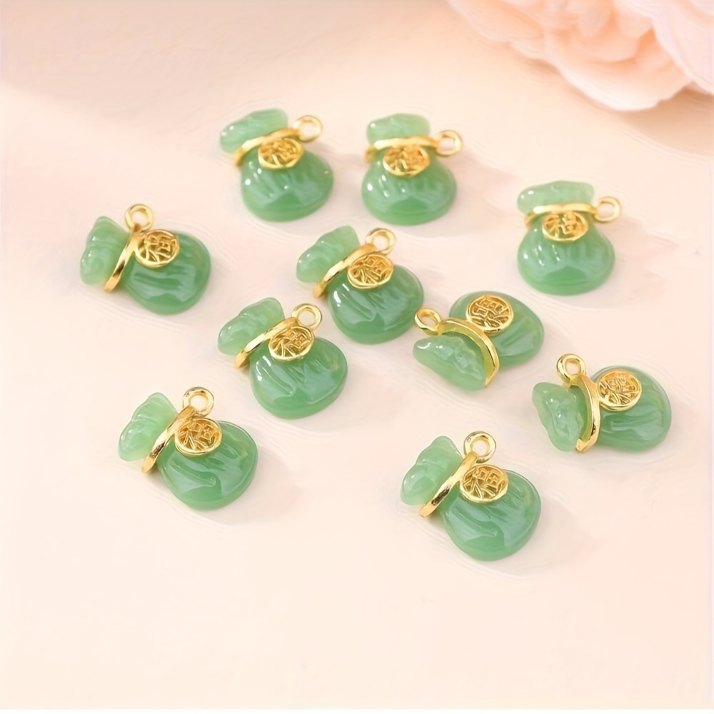 

10-pack Eternal Golden Pendants - Emerald Of Design - Diy Necklace & Jewelry Making Craft Supplies, Glass Beads For Art, Crafts & Sewing Accessories