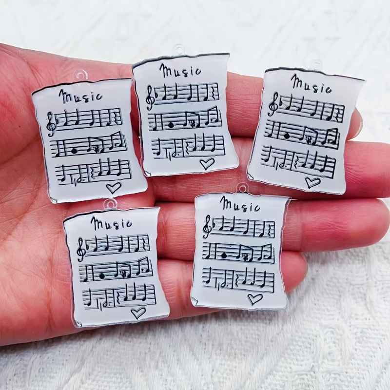 

10pcs Of Acrylic Cartoon Music Score Jewelry Necklace Bracelet Earring Pendant Diy Craft Supplies