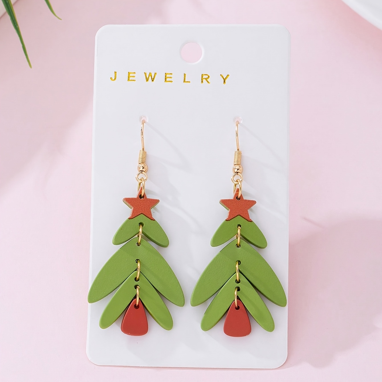 TEMU 1 Pair Christmas Tree Clay Earrings For Women, Suitable For Holiday Parties And Gifts