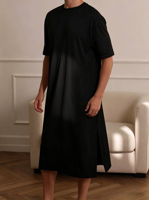 mens nightgown mens pajamas spring autumn summer short sleeve round neck loose sleepwear